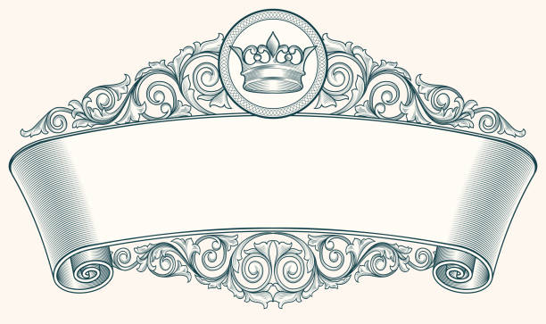 illustrations, cliparts, dessins animés et icônes de emblème de défilement vintage décoratif - frame decoration flourishes art nouveau