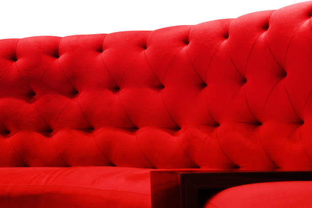 istock Luxury red sofa velvet cushion close-up pattern background on white 1151962269