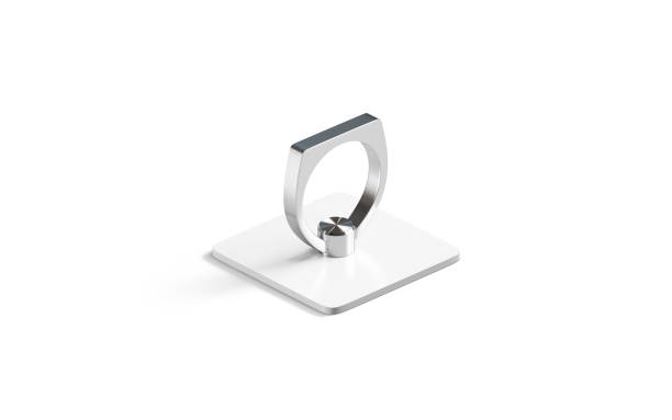 Blank silver phone finger grip mockup for smartphone, isolated
