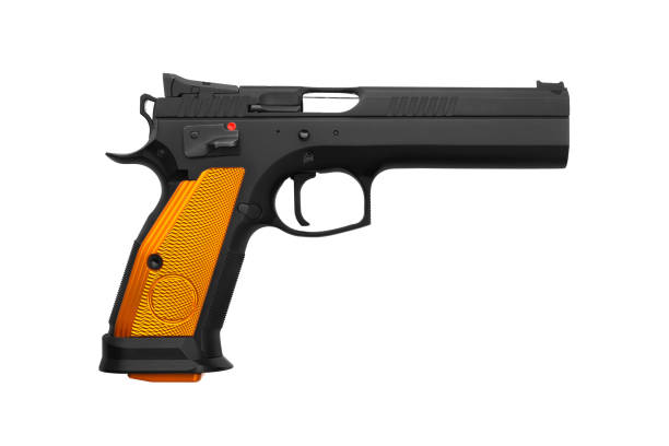 istock black gun pistol isolated on white background 1151967144