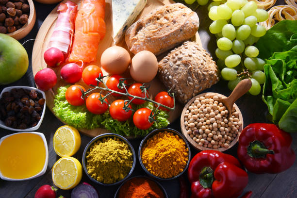 istock Assorted organic food products on the table 1151968582