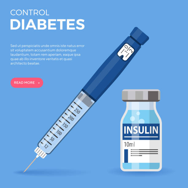 ilustrações de stock, clip art, desenhos animados e ícones de diabetes insulin pen syringe and vial - insulin vial diabetes syringe