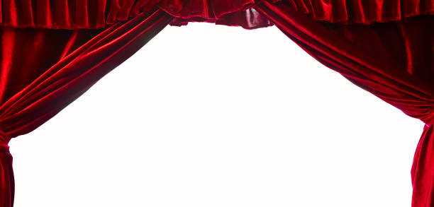 istock Dark red stage theater curtain isolated on white background. 1151972850