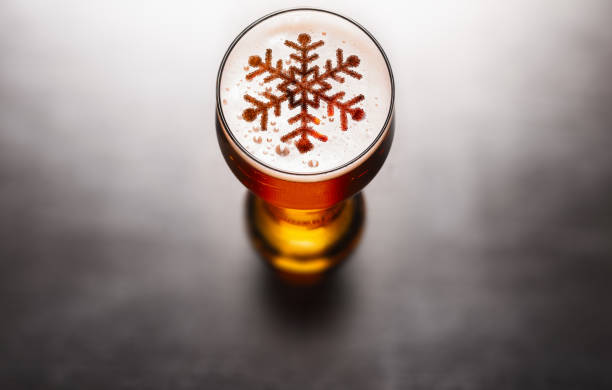 Christmas or New Year beer stock photo