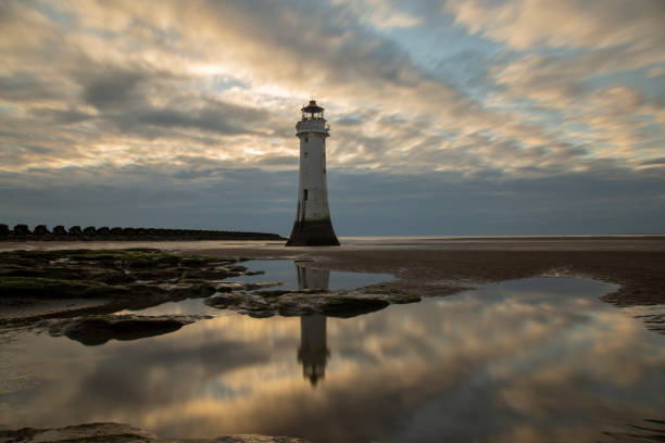 perch rock lighthouse new brighton wirral - perch rock lighthouse stock-fotos und bilder