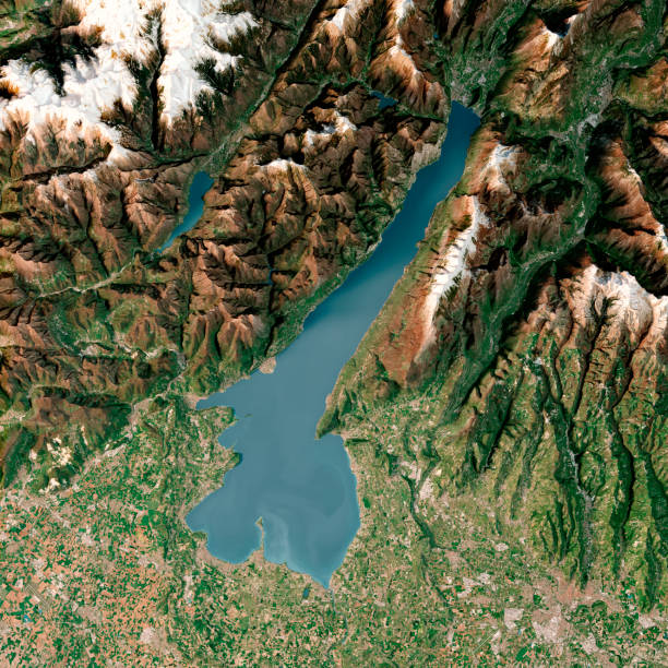 istock Lago Di Garda 3D Render Topographic Map Top View April 2018 1151974501