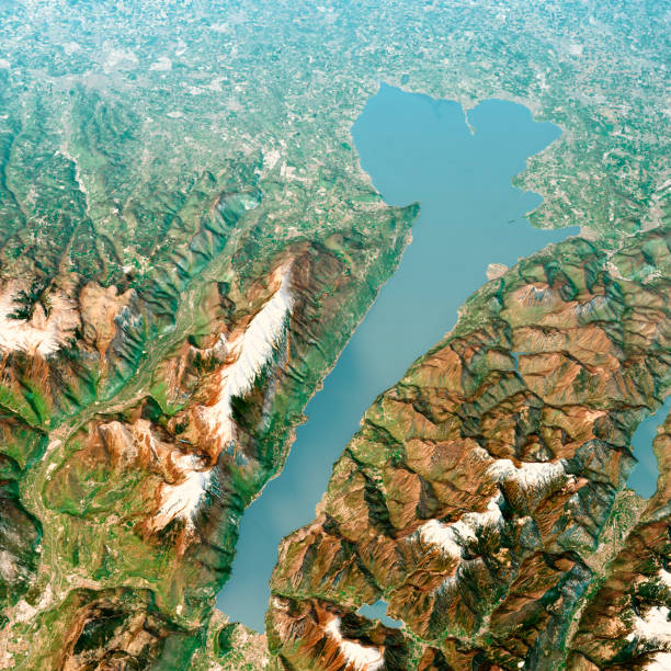 istock Lago Di Garda 3D Render Aerial Landscape View from North April 2018 1151974559
