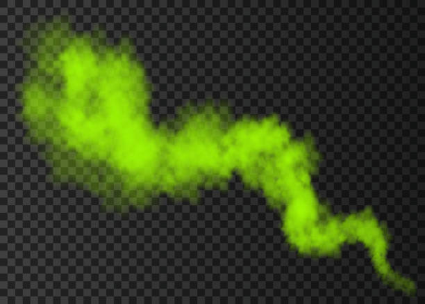 зеленый дым взрыва специального эффекта изолированы на прозрачном фоне. - toxic substance smoke abstract green stock illustrations