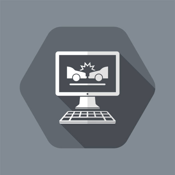 Car crash - Web assistance service - Vector flat icon Flat and isolated vector illustration icon with minimal modern design and long shadow succor stock illustrations