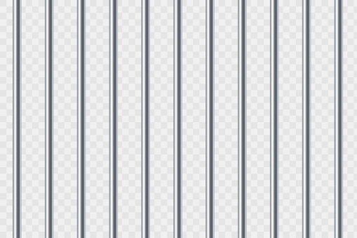 Steel prison bars. Isolated on a transparent background. Vector template.