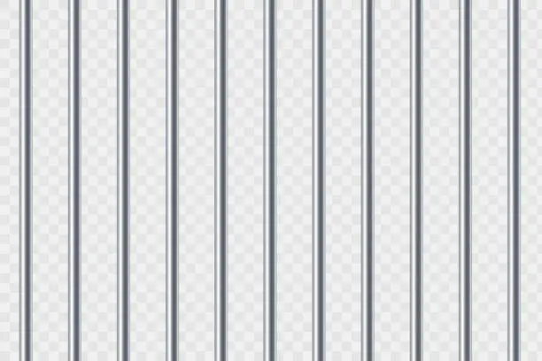 Vector illustration of Steel prison bars. Isolated on a transparent background