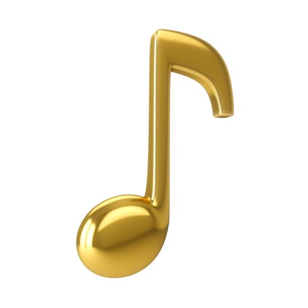 istock 3d Rendering Golden Music Note isolated on white background 1151982328