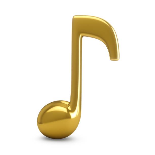 istock 3d Rendering Golden Music Note isolated on white background 1151982471