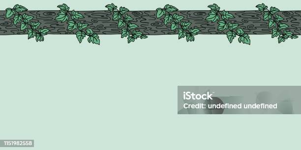 Hand Drawn Ivy On Tree Seamless Pattern Endless Backdrop Vector Tracery Stock Illustration - Download Image Now