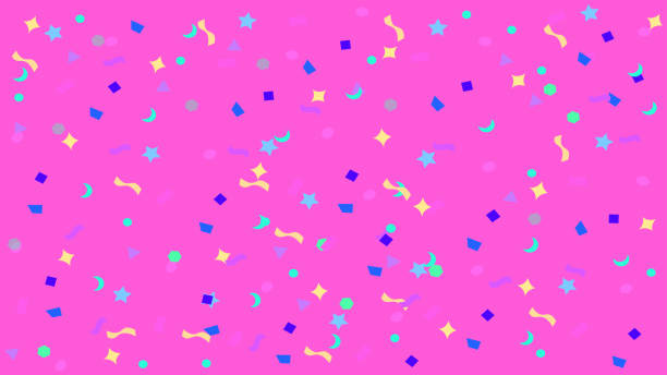 istock colorful simple party confetti flying on pink background, star ribbon confetti glitter on purple, geometric stars ribbons explosion for invitation card new year, christmas, anniversary celebration 1151982575