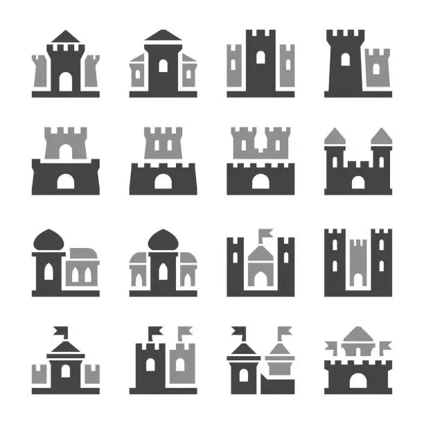 Vector illustration of castle icon set