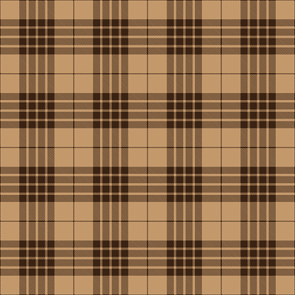 Brown and beige Scottish tartan plaid seamless textile pattern background.