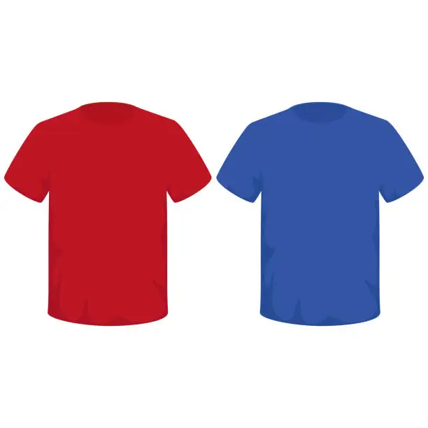 Vector illustration of Two T-shirts red and blue on a white background