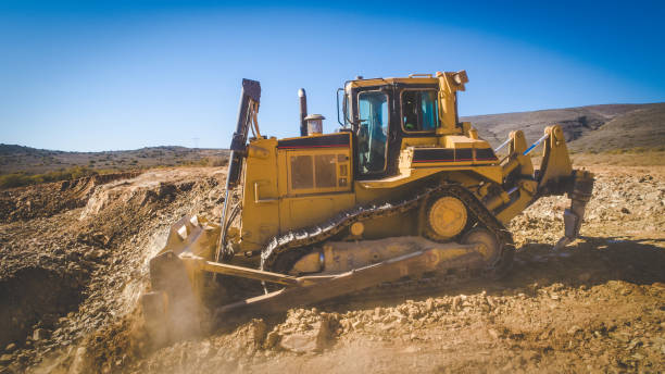 istock Aerial image of a bulldozer at work 1151988636