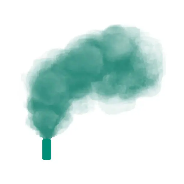 Vector illustration of Realistic burning green hand hold color smoke firework vector illustration. Exclusive holiday item for websites, web design, mobile app