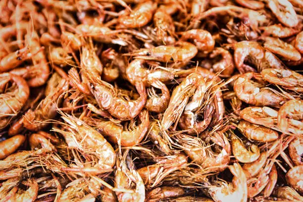 Closed up deep fried  crispy shrimps