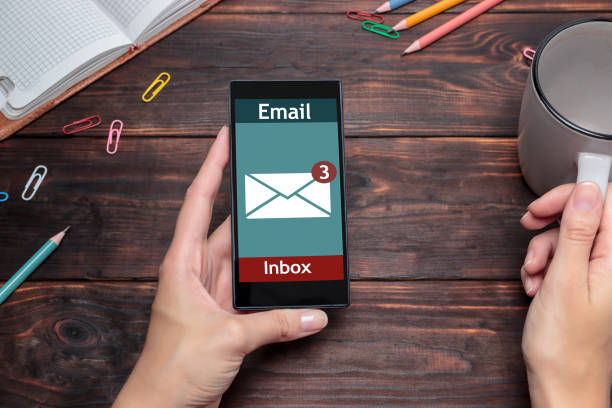 istock The woman received an e-mail online on a mobile. Message online icon. 1151996284