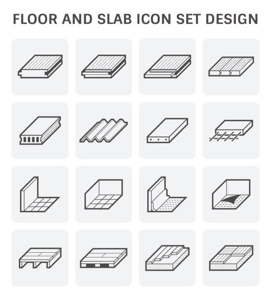 illustrazioni stock, clip art, cartoni animati e icone di tendenza di icona della lastra del pavimento - hardwood floor installing floor wood