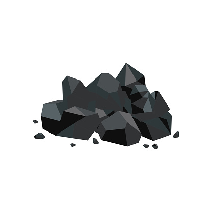 Black Coal Lump Piece Fuel Mine Industry And Energy Resource Icon Shiny  Cartoon Rock Pile With Stray Stone Pieces Isolated On White Background  Stock Illustration - Download Image Now - iStock