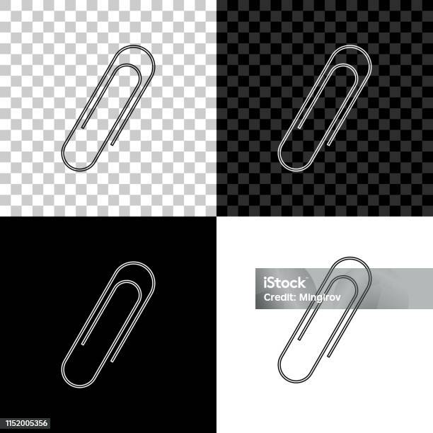 Paper Clip Icon Isolated On Black White And Transparent Background Vector Illustration Stock Illustration - Download Image Now