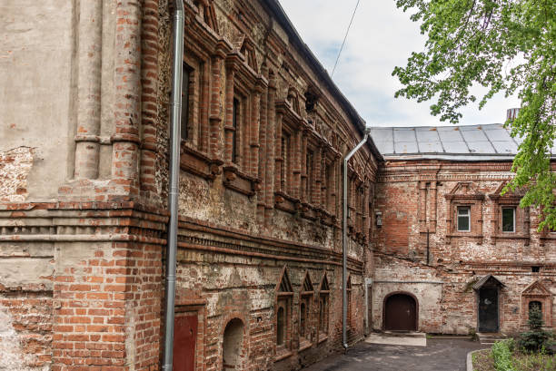 istock The facade of an ancient brick abandoned building 1152006129