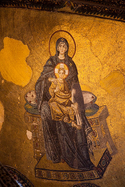 jesus cristo em aya sophiaa (santa sofia, istambul, turquia - 6731 - fotografias e filmes do acervo