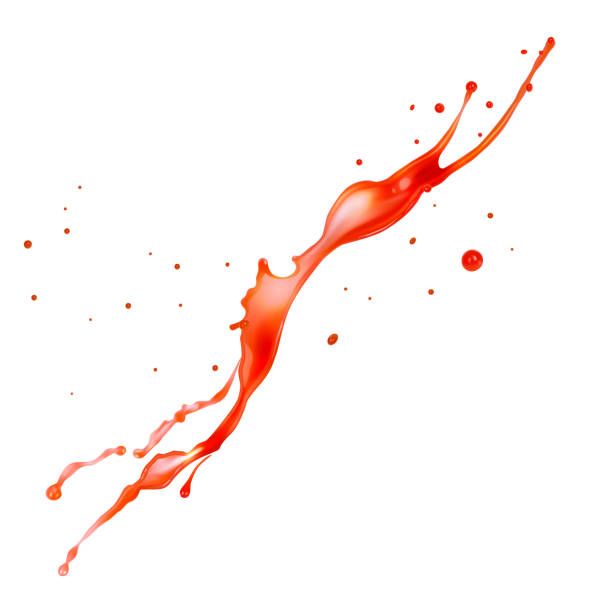 ilustrações de stock, clip art, desenhos animados e ícones de a splash of red drink. vector realistic illustration on white background. - splashing juice liquid red