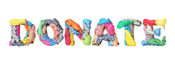 istock Donate sign made of clothes isolated on white background 1152011840