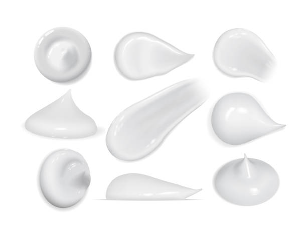 白い背景に分離されたリアルなクリーム色のスミア - クリーム点のイラスト素材／クリップアート素材／マンガ素材／アイコン素材
