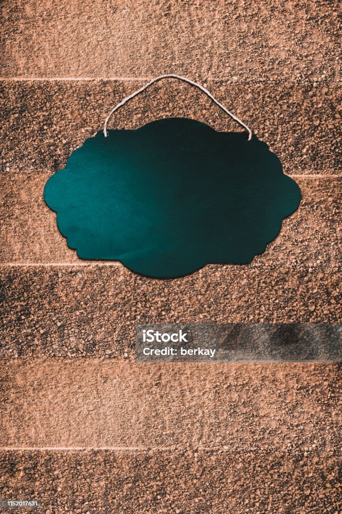 String. Sign Board Black Empty Sign Board With String For Hanging Stock Photo - Download ...