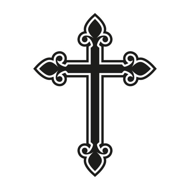 religionskreuz. katholizismus oder christentum entwerfen vorlage. vector illustration. - überqueren stock-grafiken, -clipart, -cartoons und -symbole