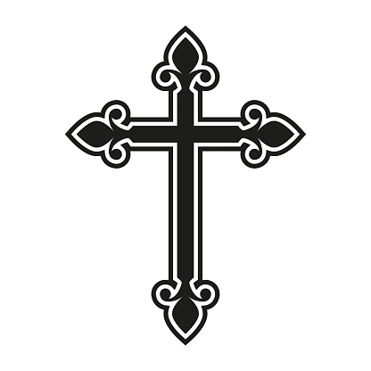 Religion cross. Catholicism or Christianity design template. Vector illustration.