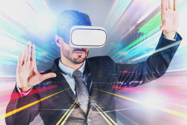 istock Businessman in VR glasses, abstract 1152017909