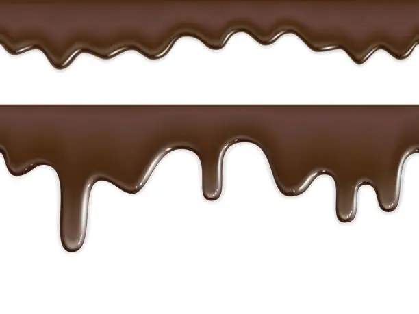 Vector illustration of seamless flowing chocolate texture on white background