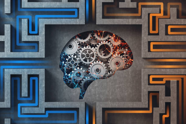 istock Gray maze with mechanic brain 1152018999