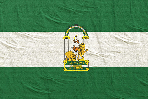 3d rendering of a Spanish Andalucia community flag silk