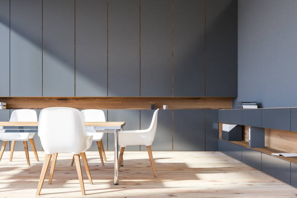 istock Gray meeting room with white chairs 1152019546