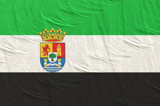 3d rendering of a Extremadura community flag silk