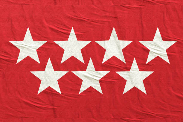 3d rendering of Madrid Community flag 3d rendering of a Spanish Madrid community flag silk the flag of the madrid spain stock pictures, royalty-free photos & images