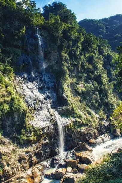 The Wulai Waterfall is possibly the best known waterfall in Taiwan besides the Shifen Waterfall.the waterfall featured an 80m drop right across from the Atayal aboriginal-themed town of Wulai.