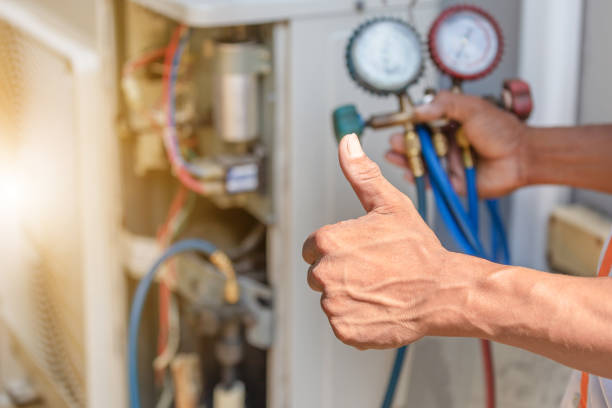 close up of air conditioning repair, repairman on the floor fixing air conditioning system - fix up imagens e fotografias de stock