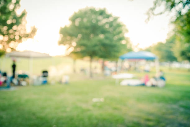 istock Blurry background people enjoy BBQ and camping in local park at sunset 1152020783