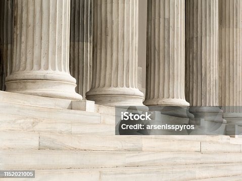 istock Architectural detail of marble steps and ionic order columns 1152021005