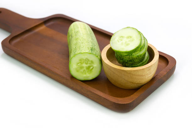 istock Fresh cucumber sliced on Wooden tray 1152022567