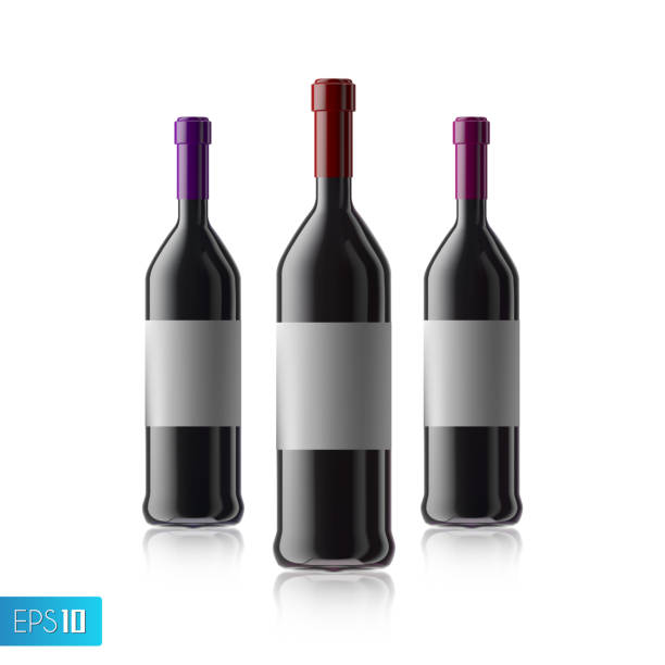 istock Red wine bottle. Set of white, rose, and red wine bottles. isolated on white background. 1152029218